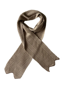 Chevron Necktie Taupe and Ecru