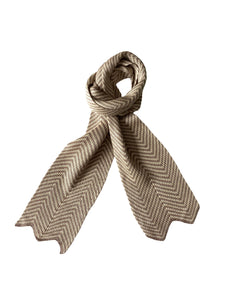 Chevron Necktie Taupe and Ecru